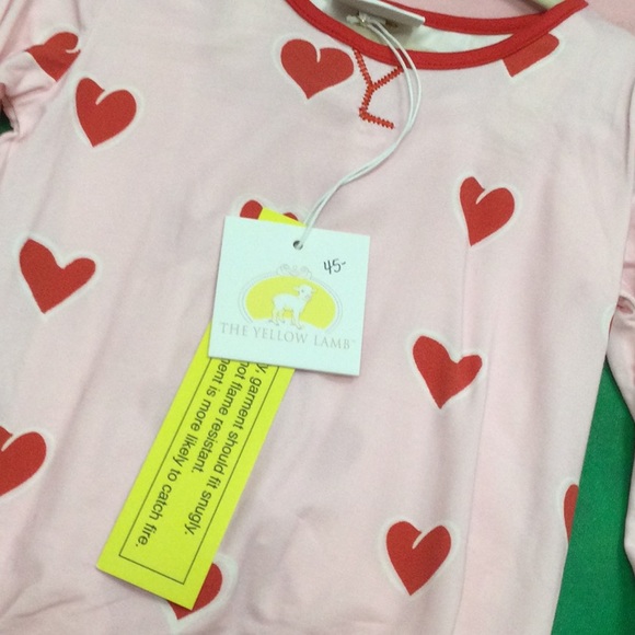 NWT THE YELLOW LAMB HEART PJS - Picture 2 of 2